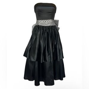 Vtg Gunne Sax Ball Gown Women’s Sz 0 XXS Black White Goth Barbie Retro Pinup